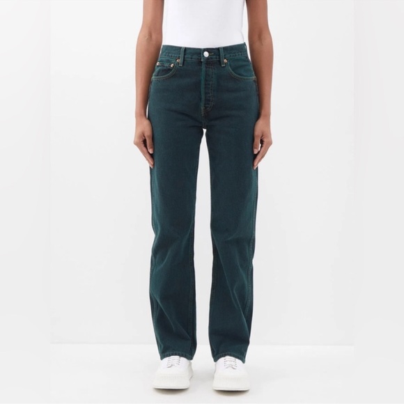 NWT Re/Done High Rise Loose Evergreen Dipped Denim jeans women size 29
